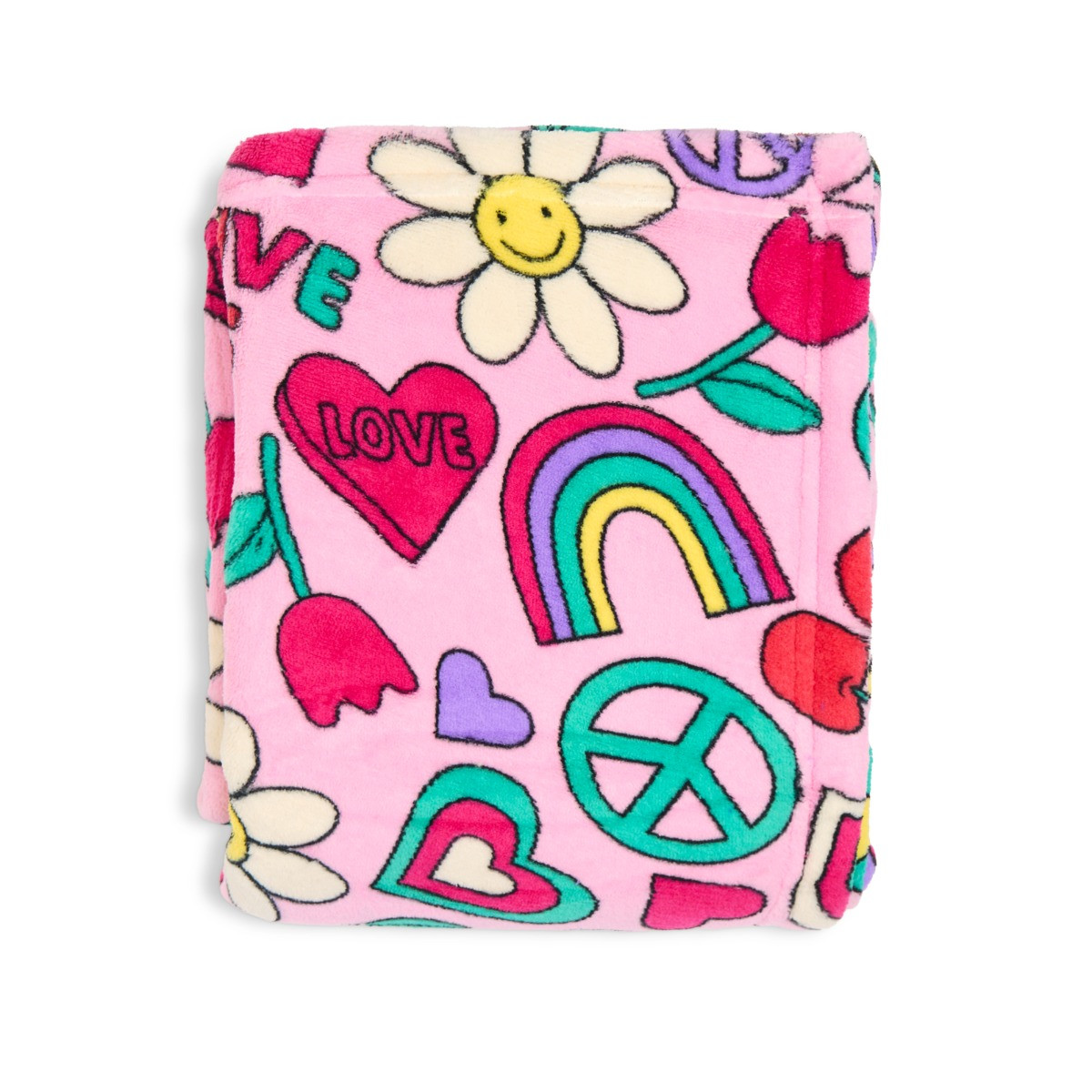 OHS Positive Vibes Print Sherpa Reverse Throw - Multi>