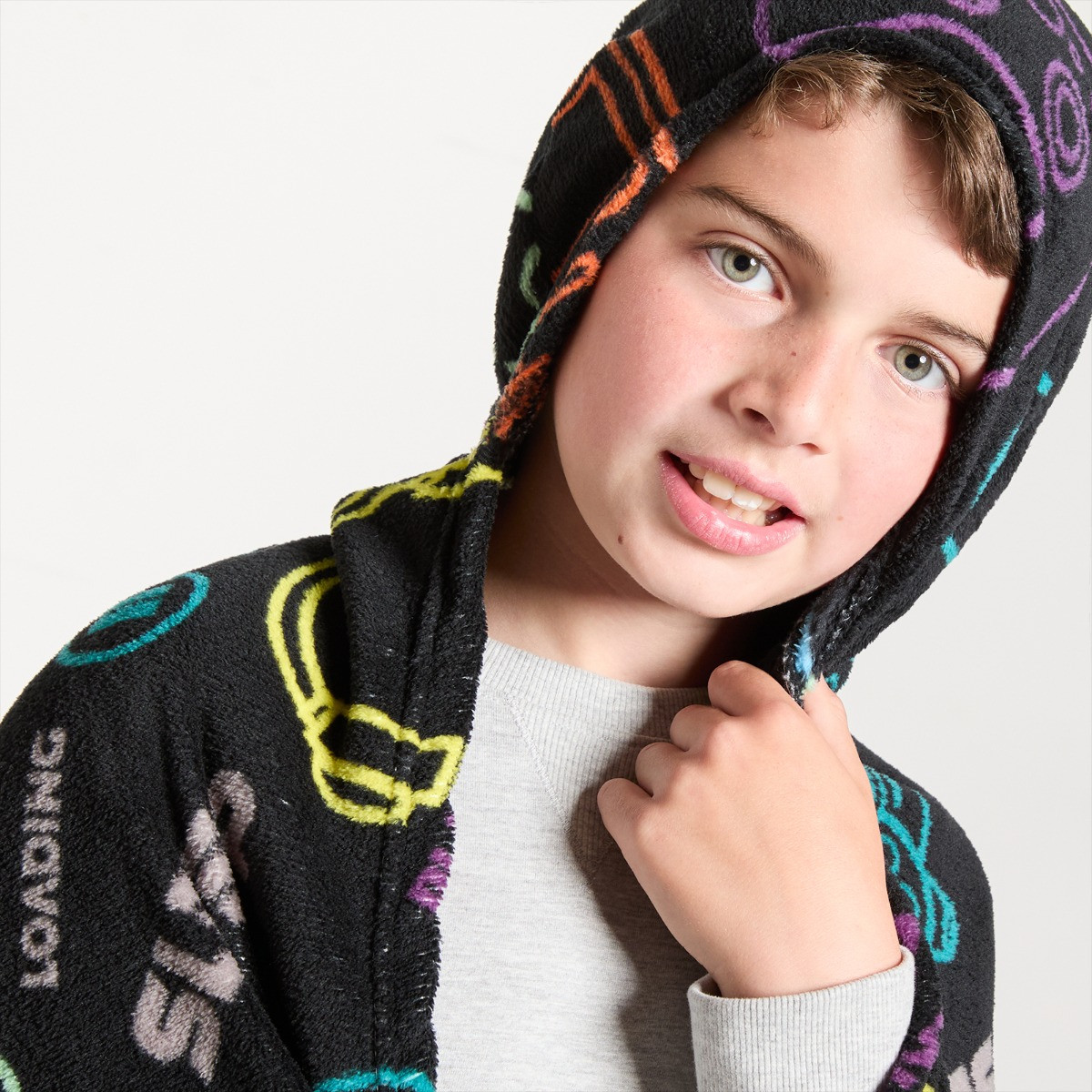OHS Gaming Print Hooded Blanket - Black>