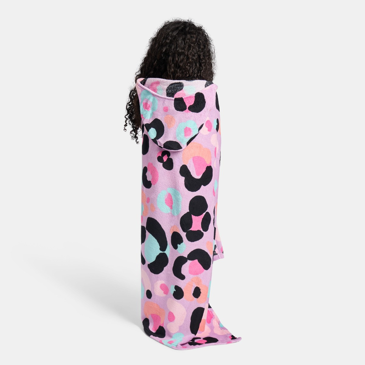 OHS Leopard Print Hooded Blanket - Lilac>