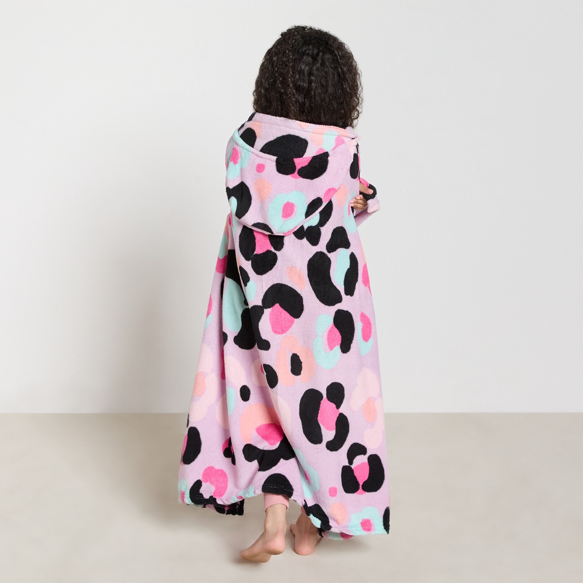 OHS Leopard Print Hooded Blanket - Lilac>