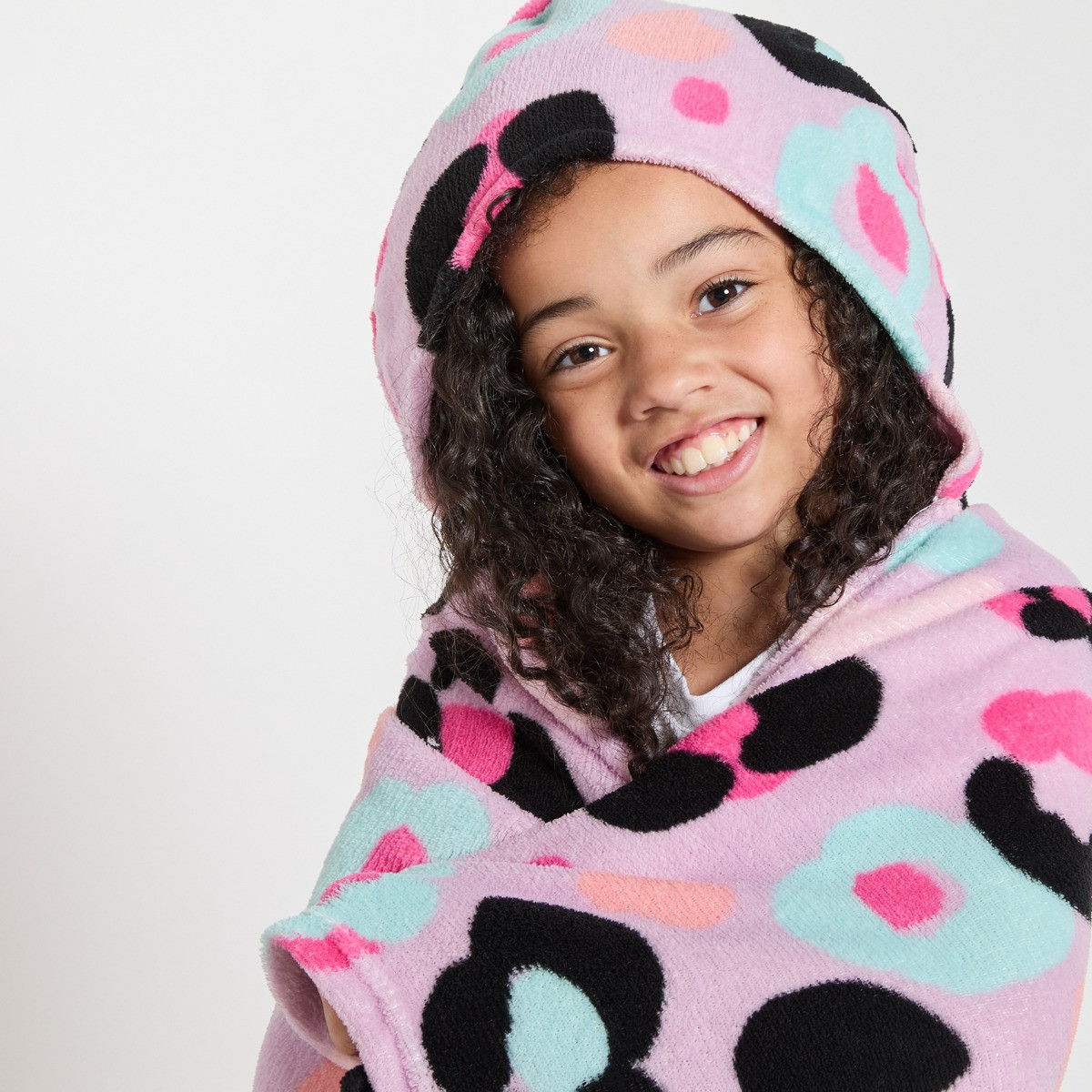 OHS Leopard Print Hooded Blanket - Lilac>