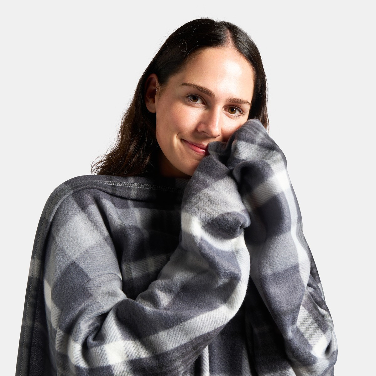 OHS Check Fleece Wearable Blanket - Grey>
