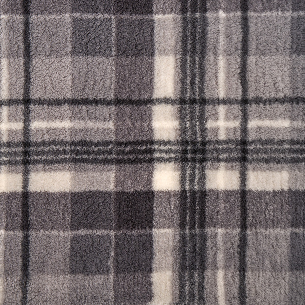 OHS Winter Check Teddy Cushion Covers - Charcoal>