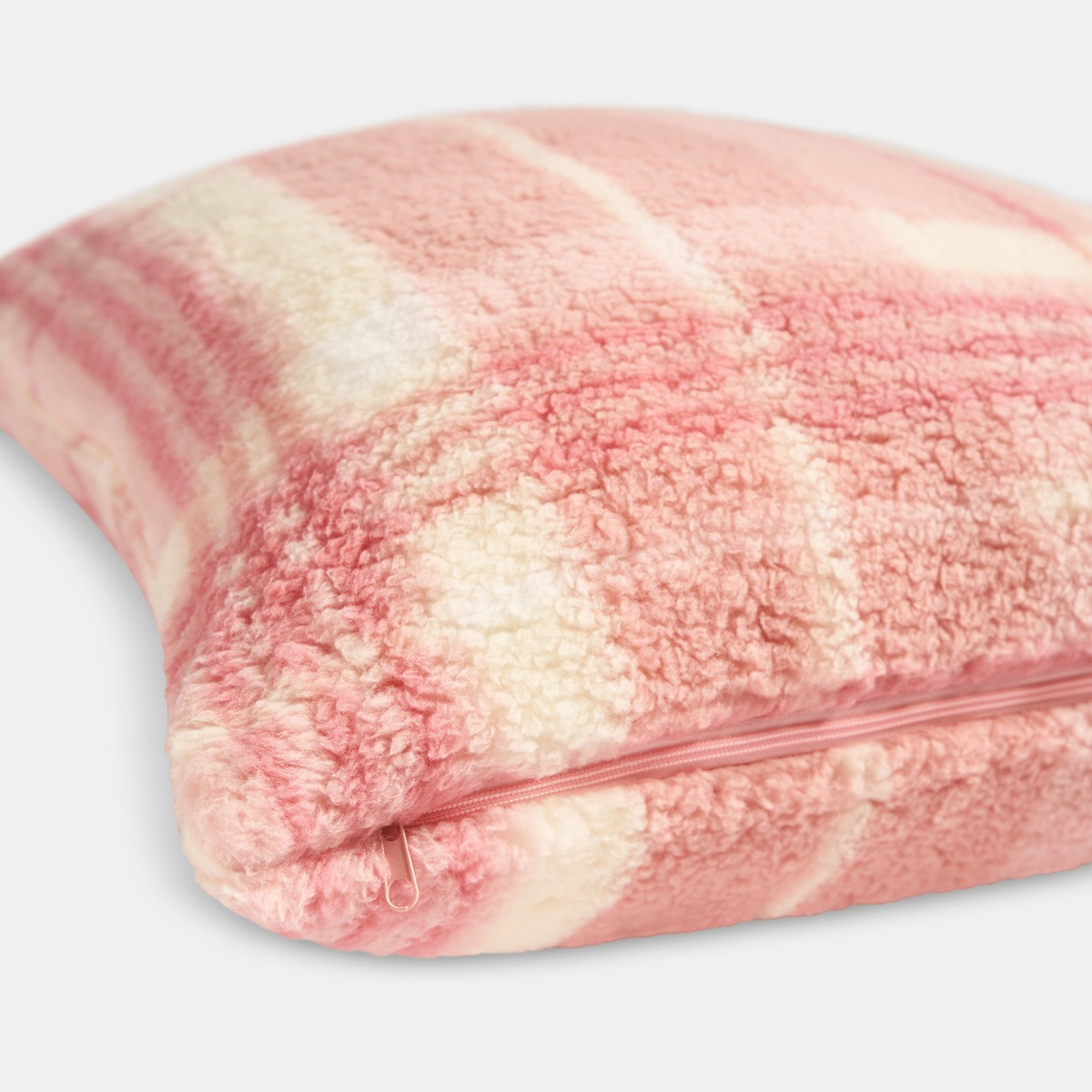 OHS Winter Check Teddy Cushion Covers - Blush>