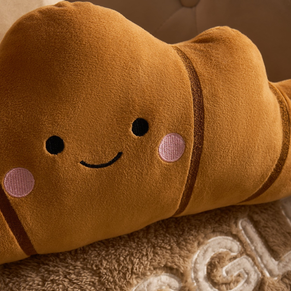 OHS Croissant Shape Cushion - Brown >