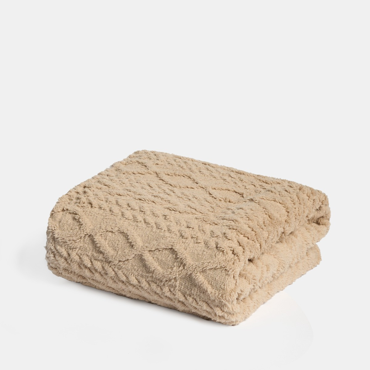 OHS Cable Knit Family Throw - Natural>