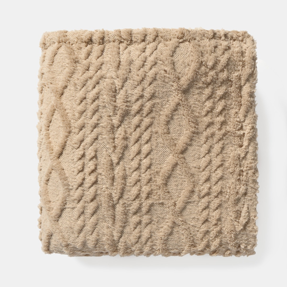 OHS Cable Knit Sherpa Throw - Natural>