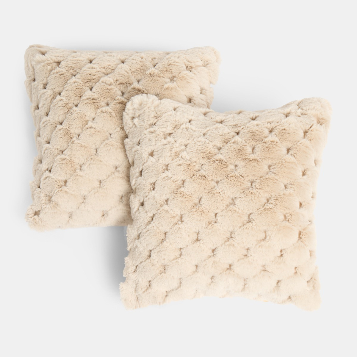 OHS Jumbo Waffle Fur Cushion Covers - Natural>