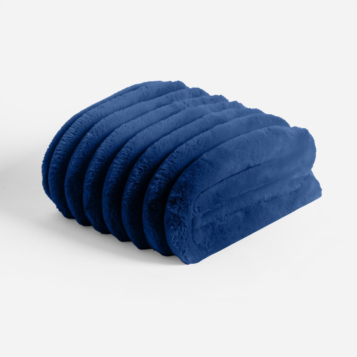 OHS Jumbo Faux Fur Ribbed Throw - Navy>
