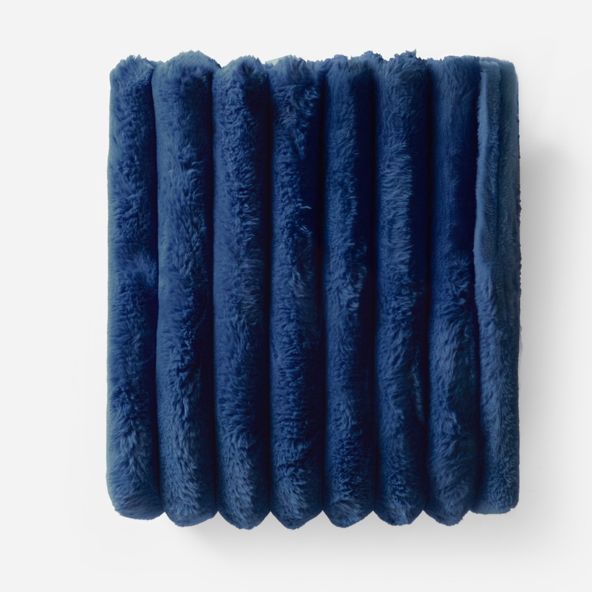 OHS Jumbo Faux Fur Ribbed Throw - Navy>