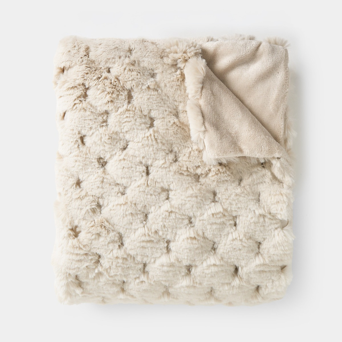 OHS Jumbo Waffle Fur Throw - Natural>