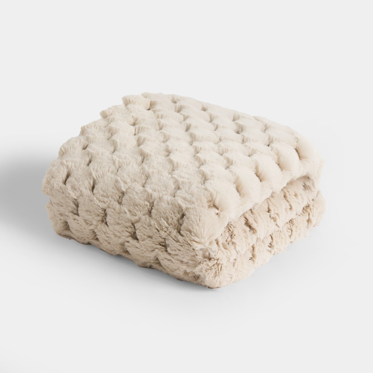OHS Jumbo Waffle Fur Throw - Natural>