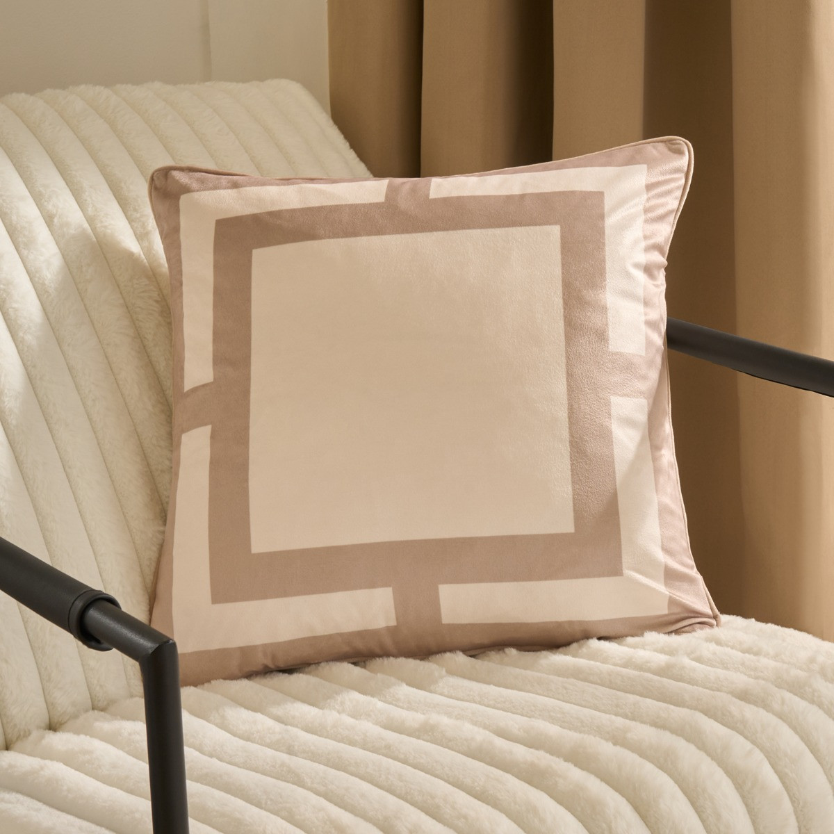 OHS Square Print Cushion Covers - Natural/Cream>