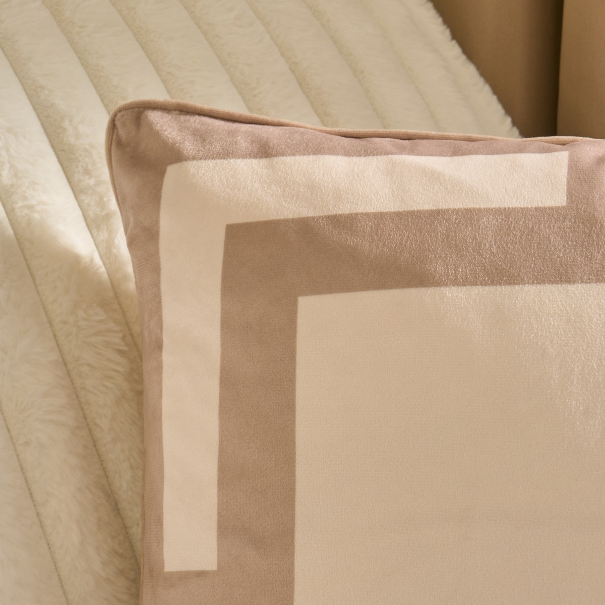 OHS 4 Pack Square Print Cushion Covers - Natural/Cream>