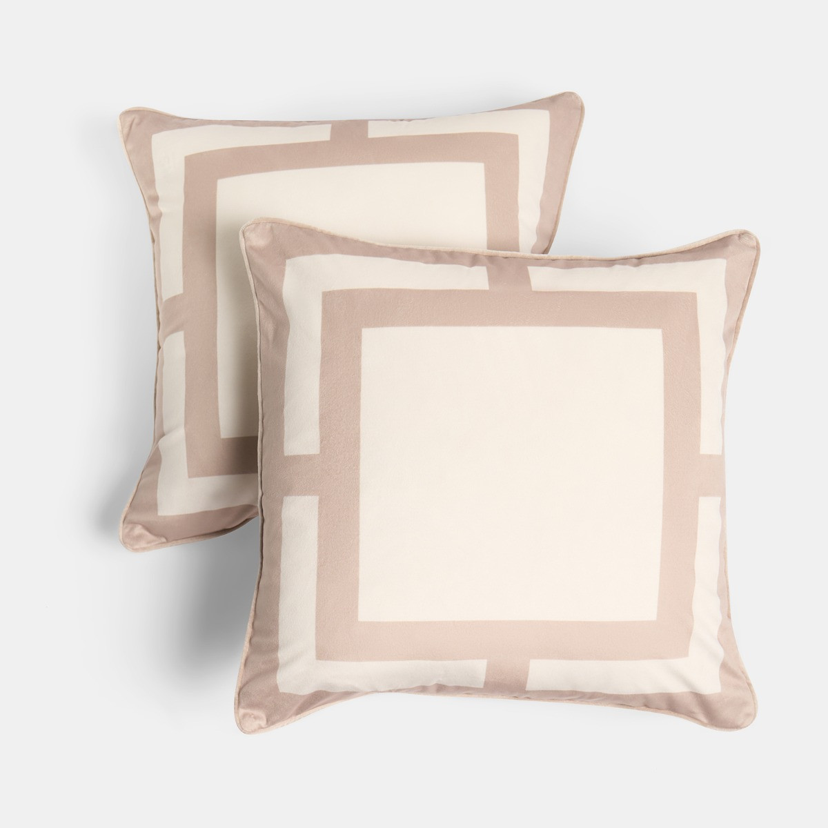 OHS 4 Pack Square Print Cushion Covers - Natural/Cream>