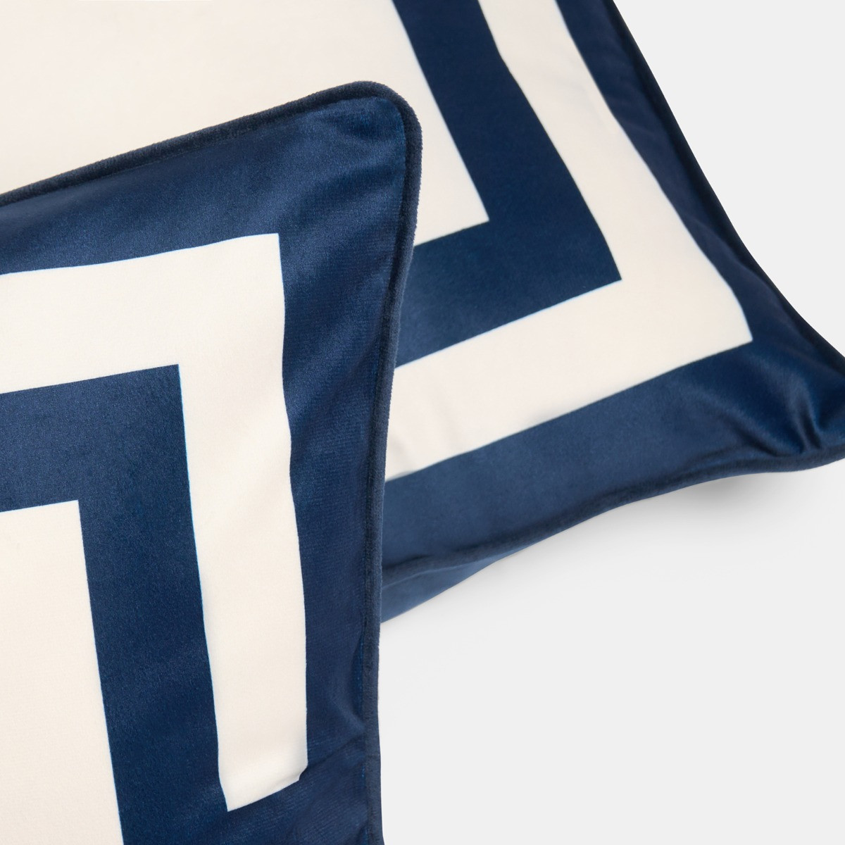 OHS Square Print Cushion Covers - Navy/Cream>