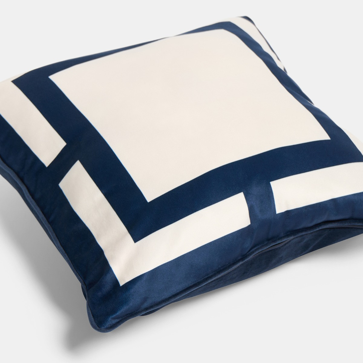 OHS Square Print Cushion Covers, Navy/Cream - 45 x 45cm>