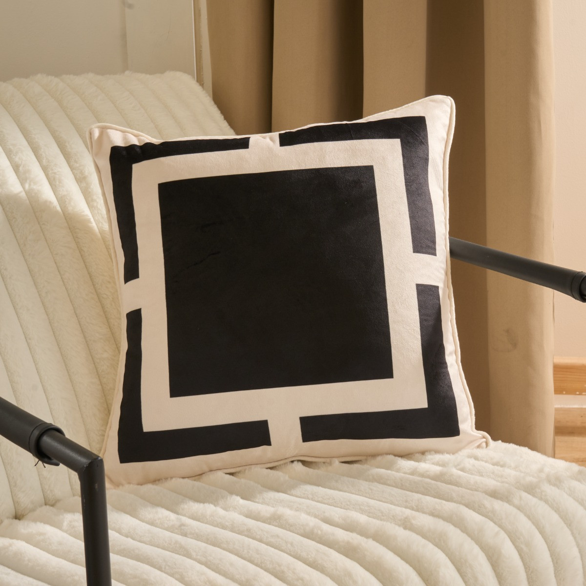 OHS Square Print Cushion Covers, Black/White - 45 x 45cm>