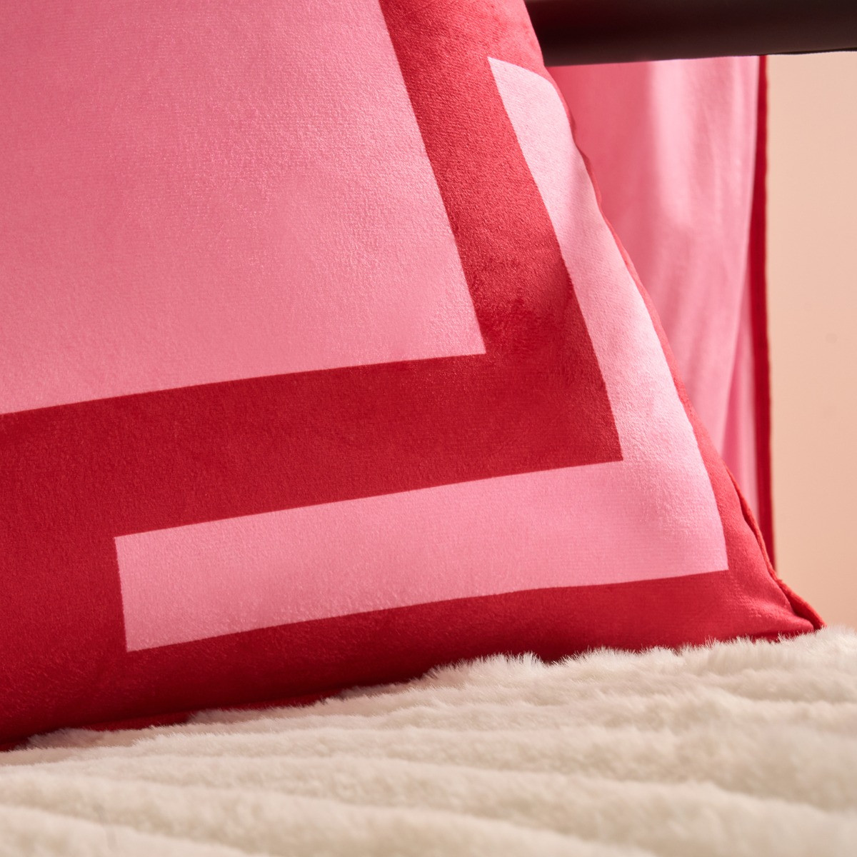 OHS Square Print Cushion Covers - Hot Pink/Red>