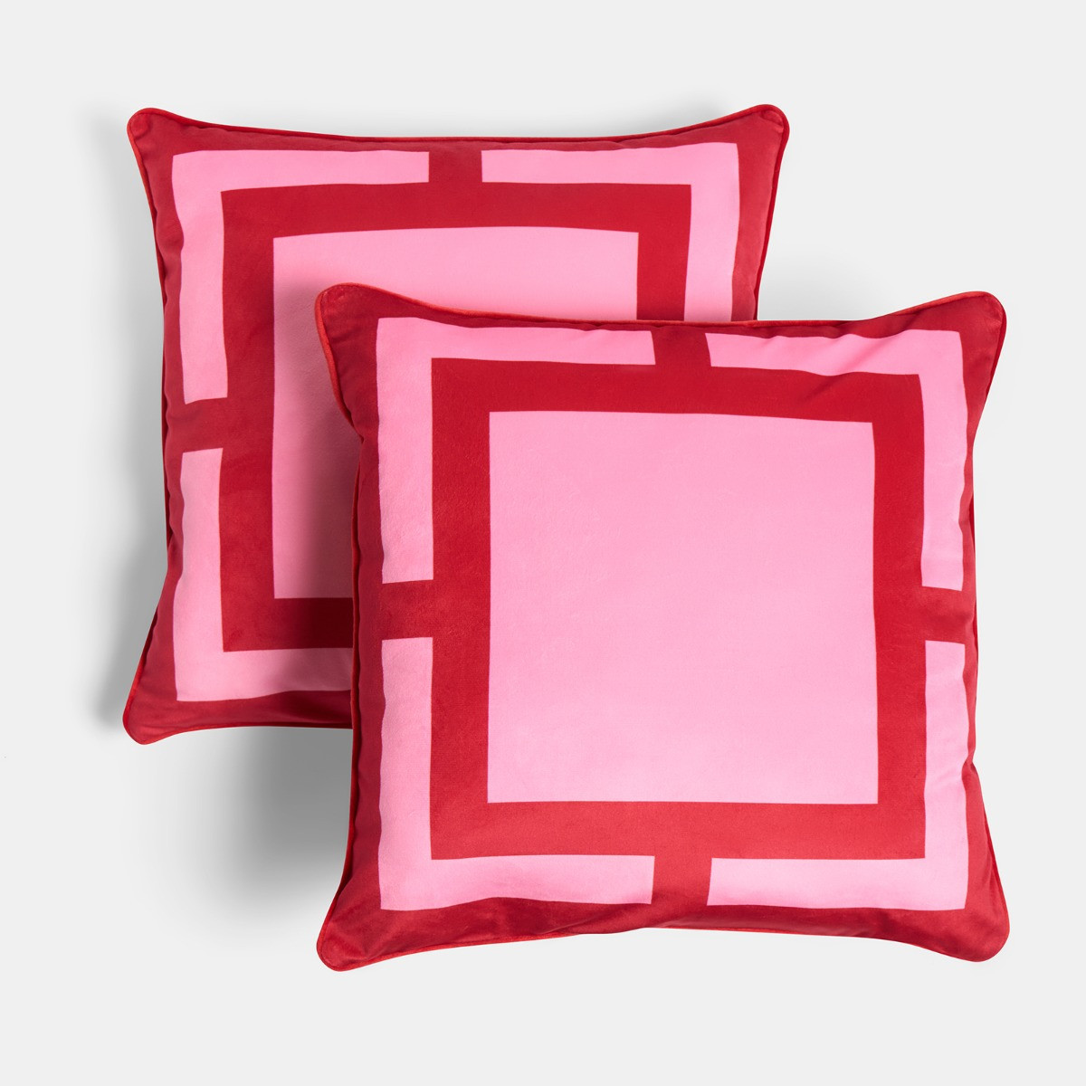 OHS Square Print Cushion Covers - Hot Pink/Red>