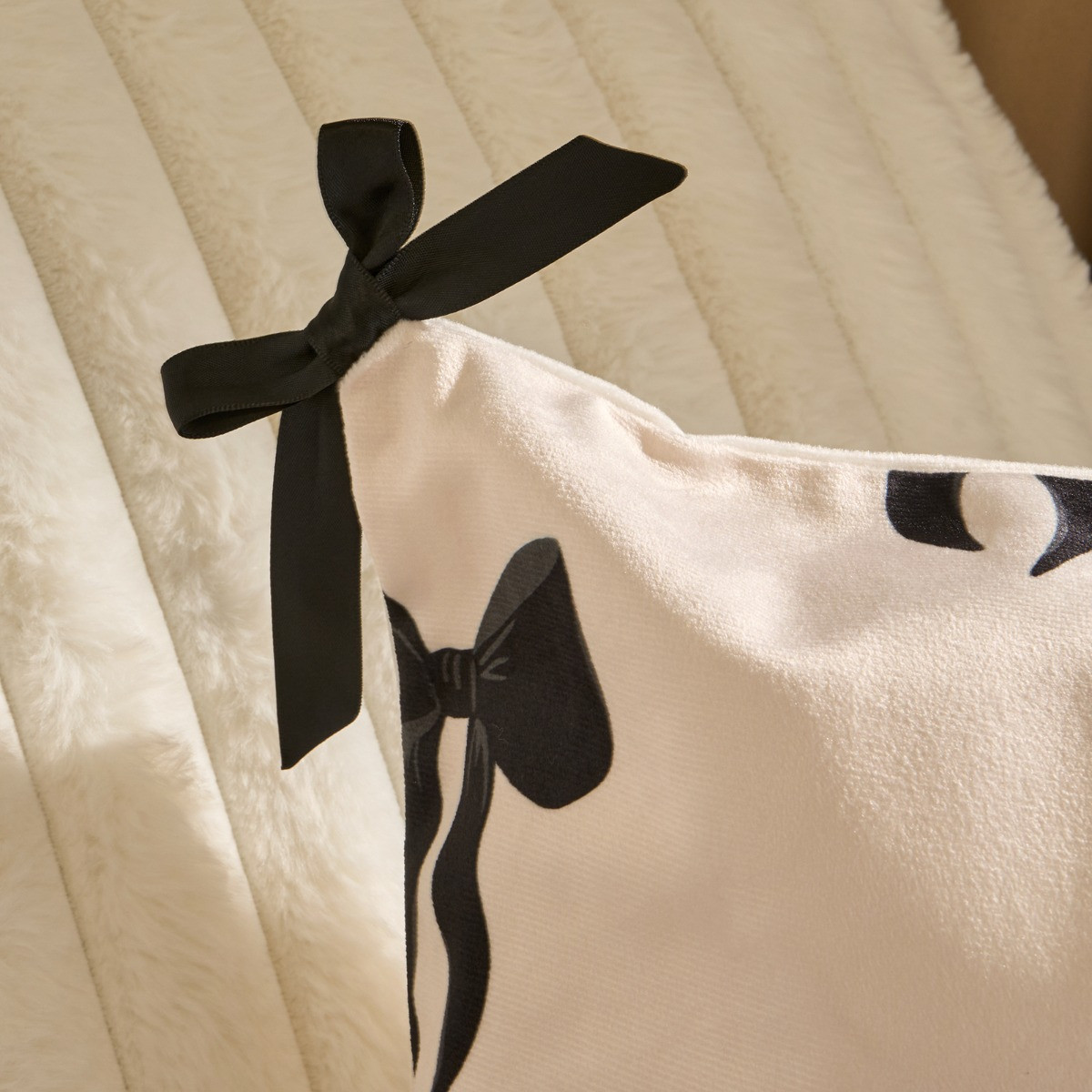 OHS Bow Print Cushion Covers - Monochrome>