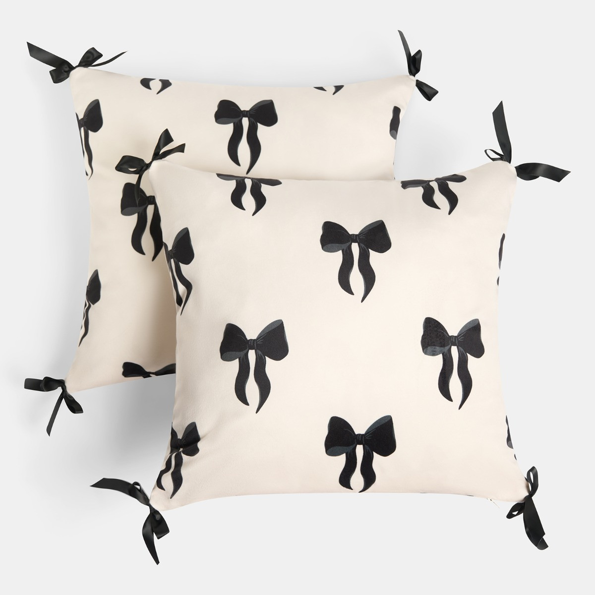 OHS Bow Print Cushion Covers - Monochrome>