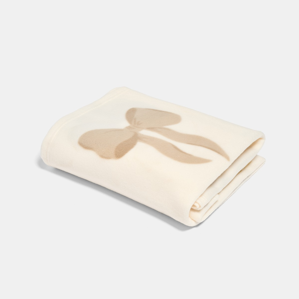 OHS Bow Print Fleece Throw - Cream/Natural>