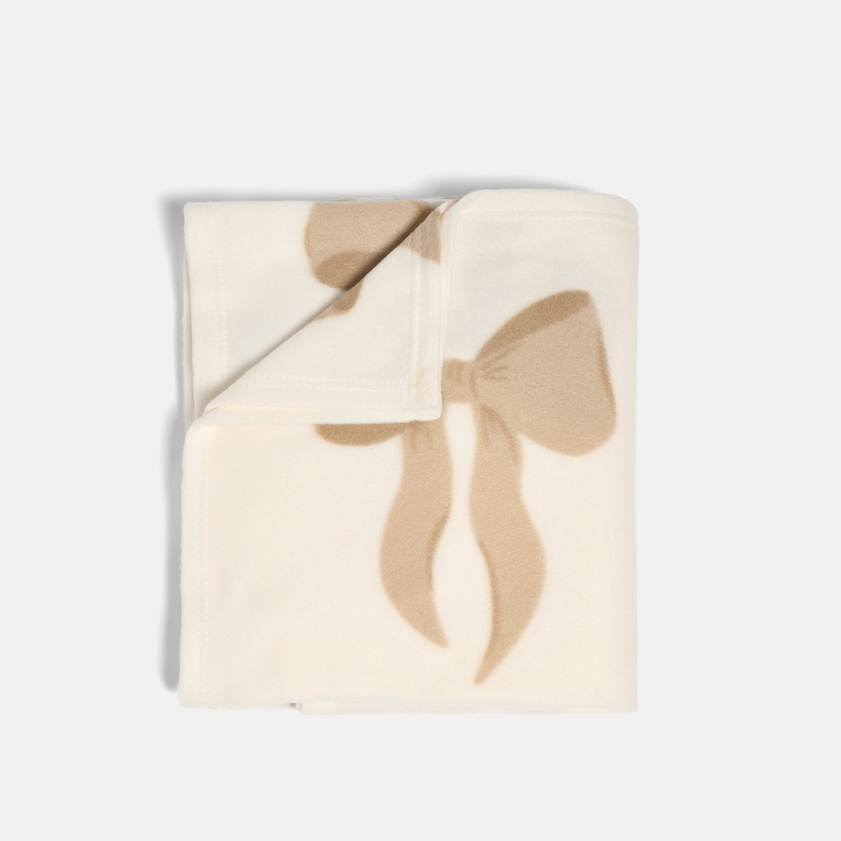 OHS Bow Print Fleece Throw - Cream/Natural>