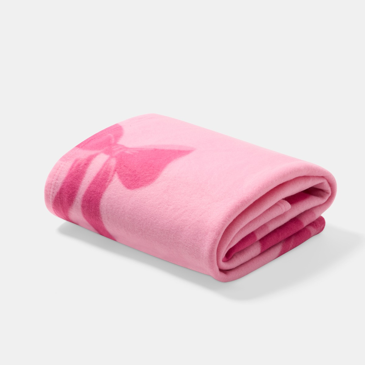  OHS Bow Print Fleece Throw, Pink - 120 x 150cm>