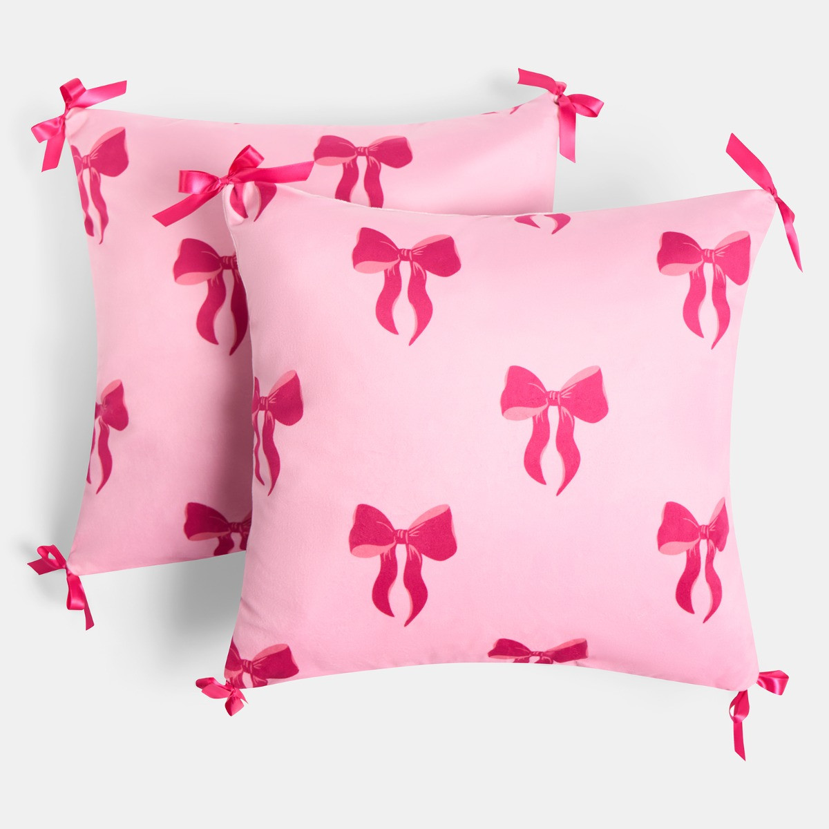 OHS Bow Print Cushion Covers - Pink>
