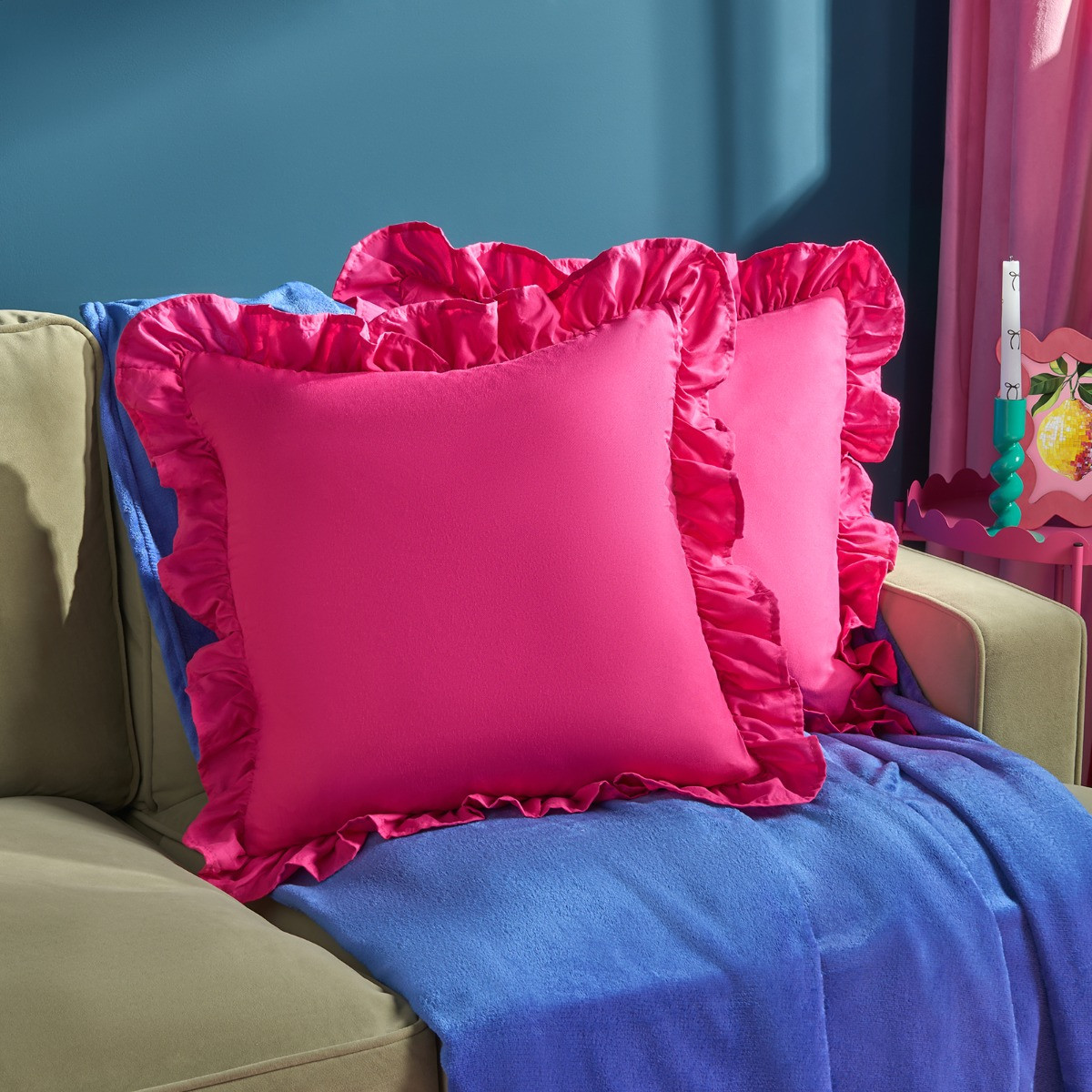 OHS Frill Cushion Covers - Hot Pink>
