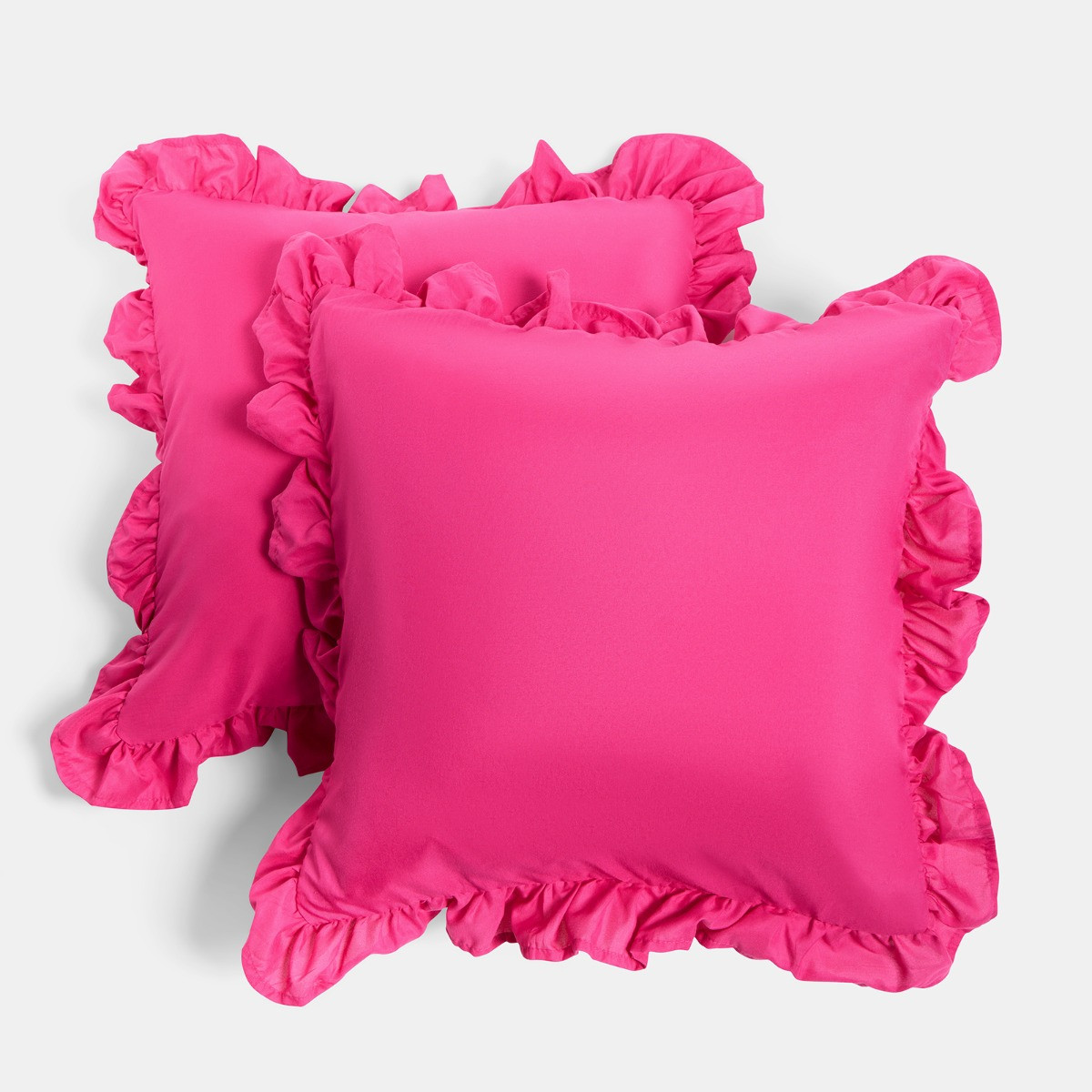 OHS 4 Pack Frill Cushion Covers with Cushion - Hot Pink>