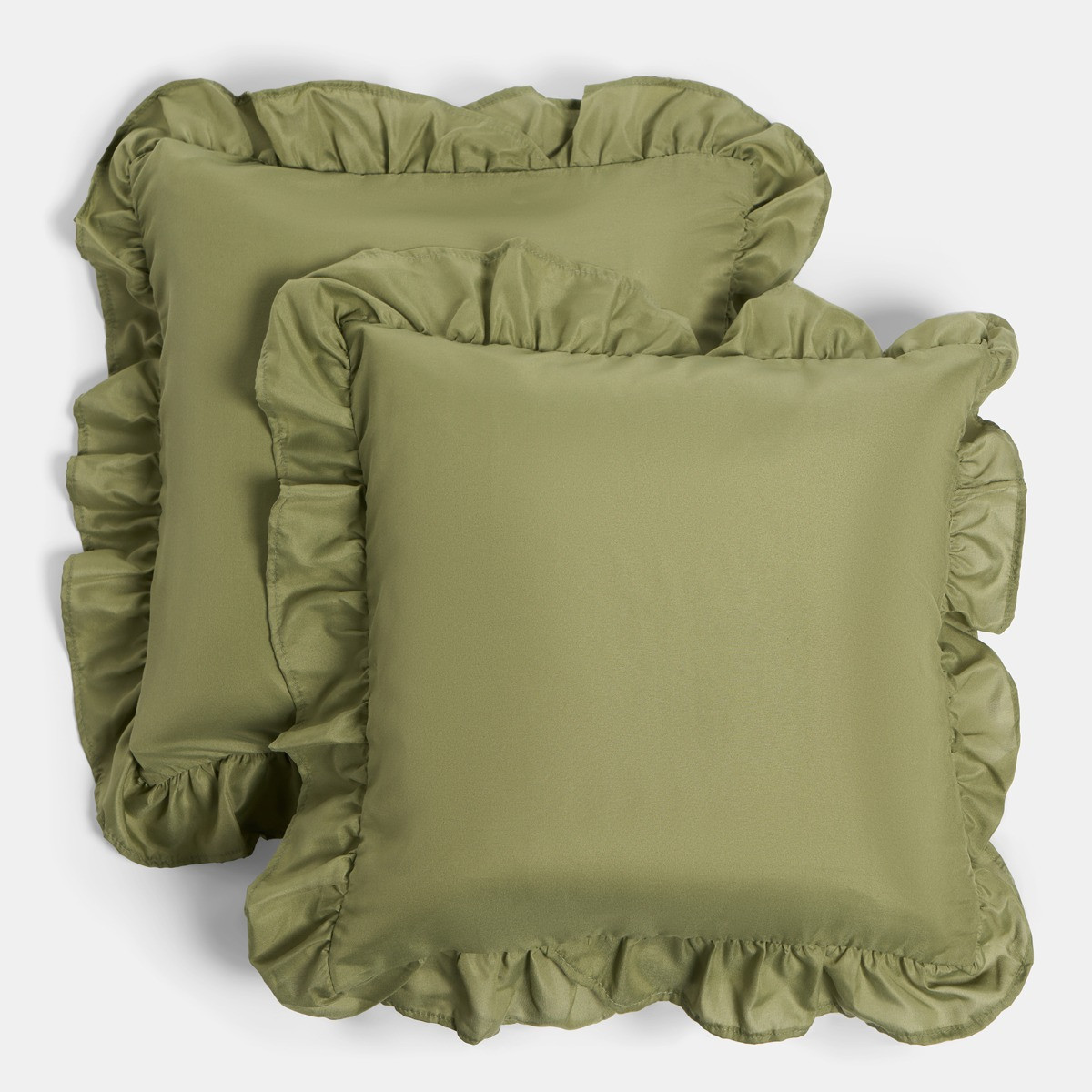 OHS 4 Pack Frill Cushion Covers - Olive>
