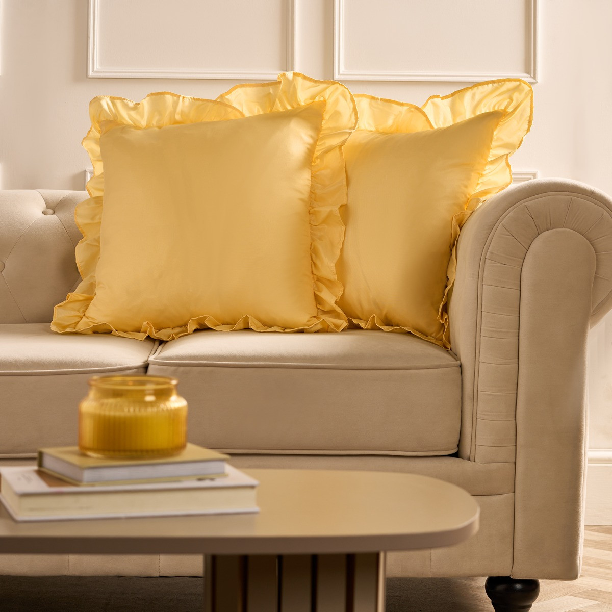 OHS Frill Cushion Covers - Lemon>