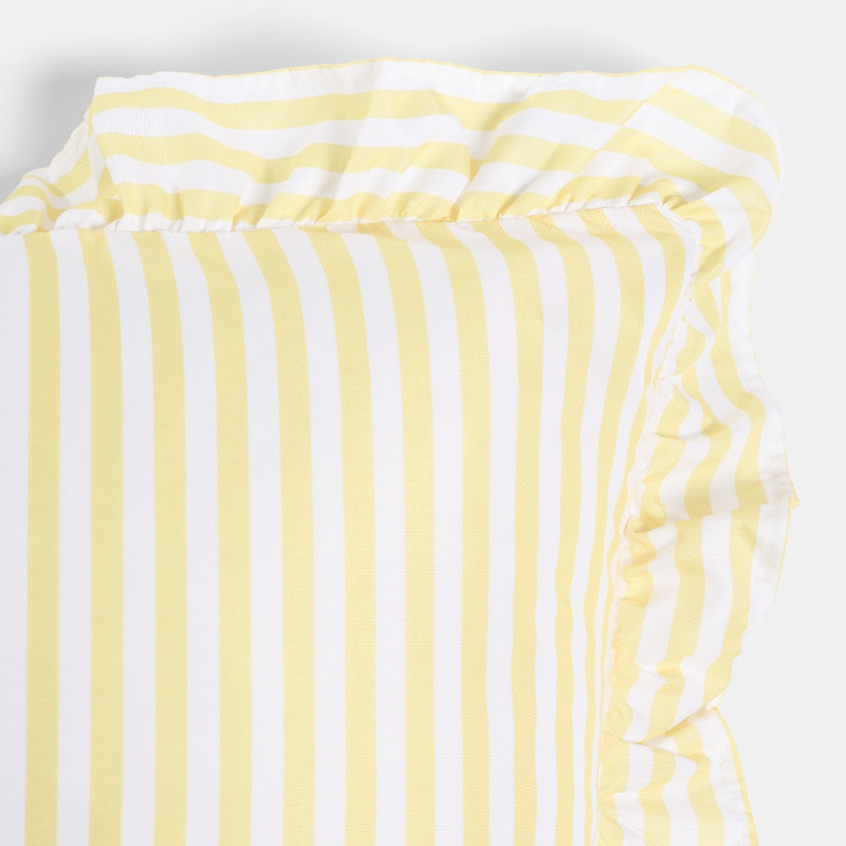 OHS 4 Pack Stripe Print Frill Cushion Covers with Cushion - Lemon>