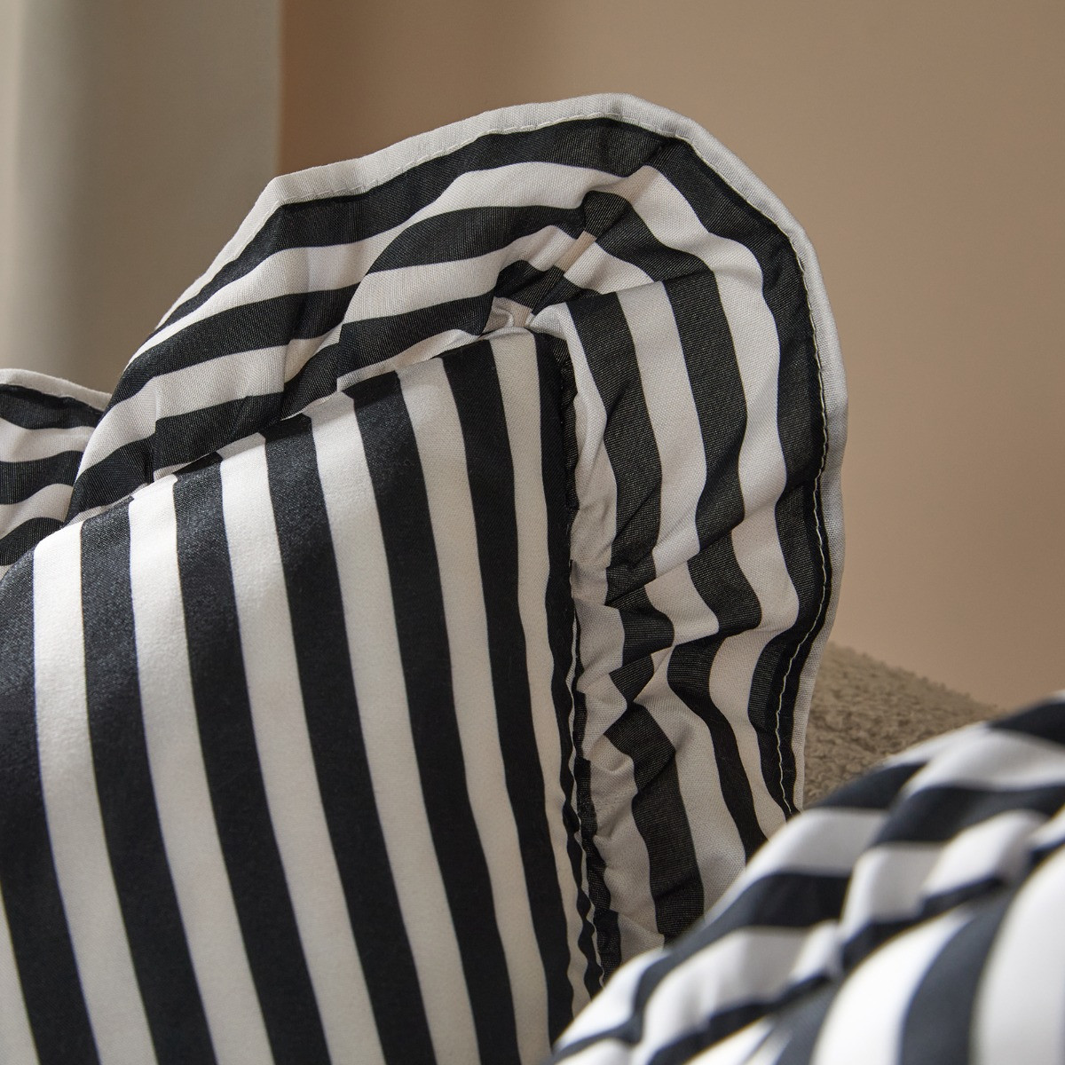 OHS Stripe Print Frill Cushion Covers, Monochrome - 45 x 45cm>