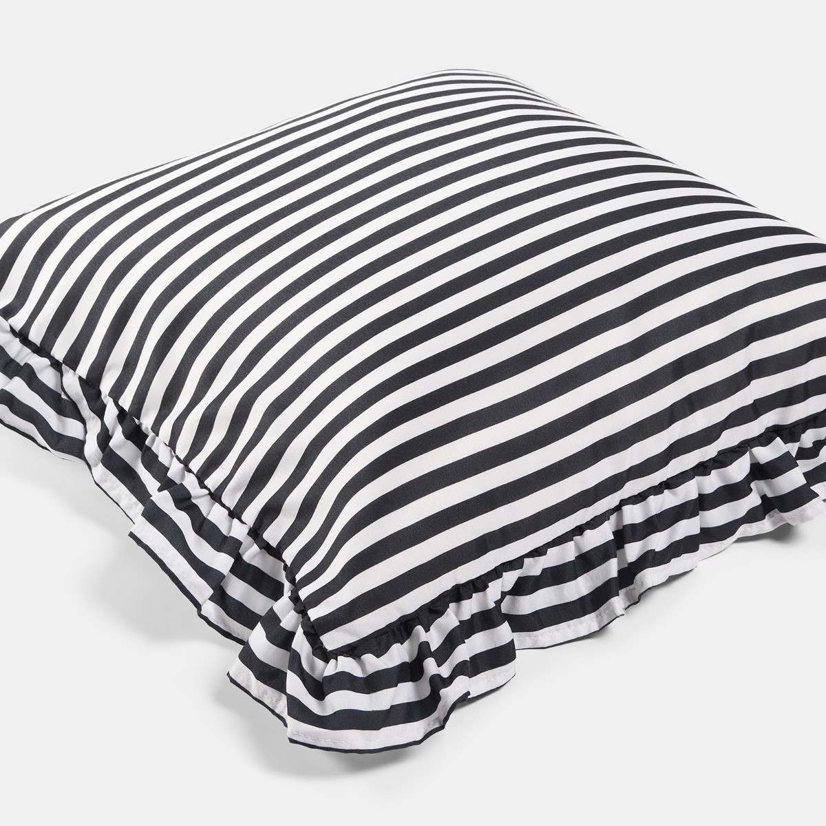 OHS 4 Pack Striped Print Frill Cushion Covers - Monochrome>