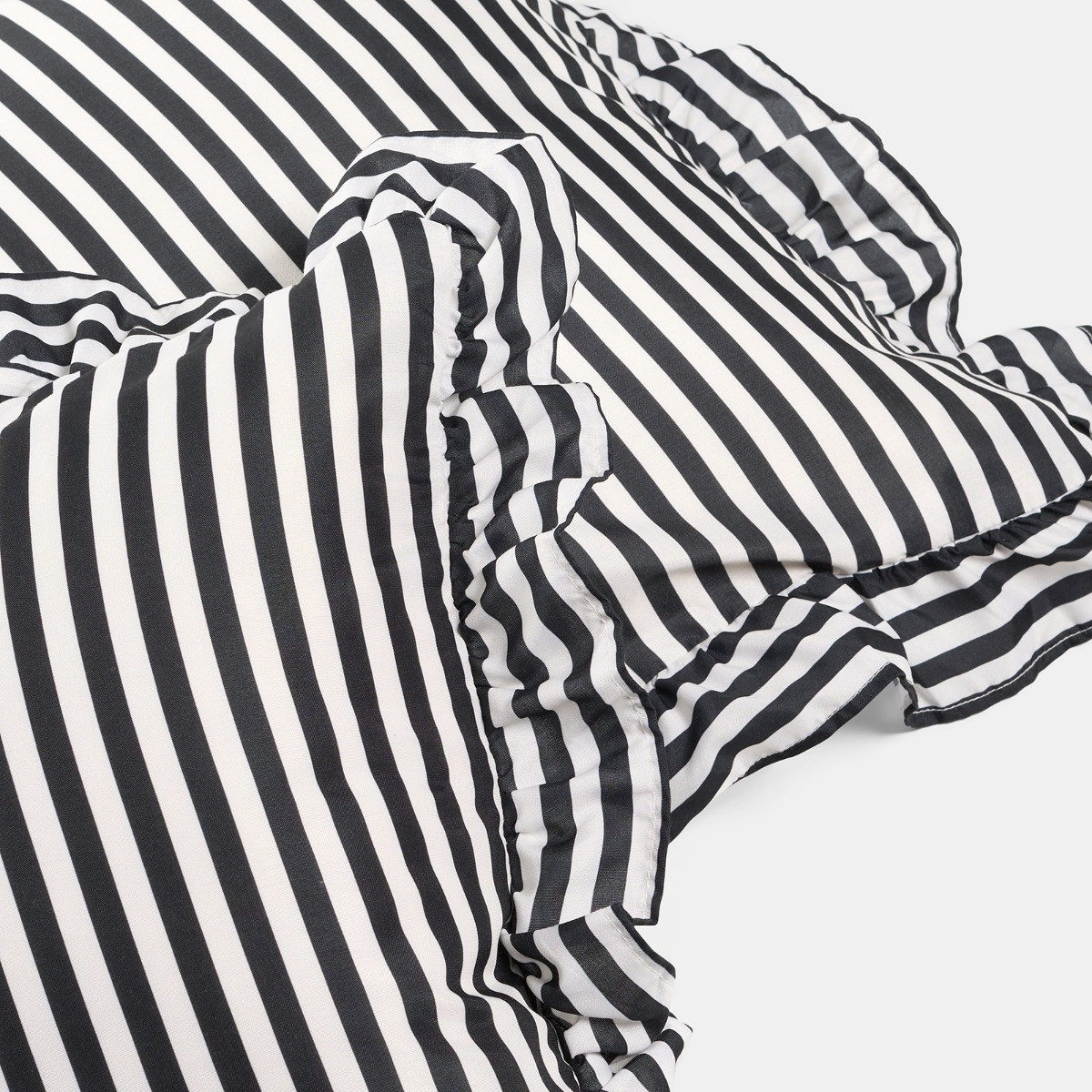 OHS 4 Pack Striped Print Frill Cushion Covers - Monochrome>