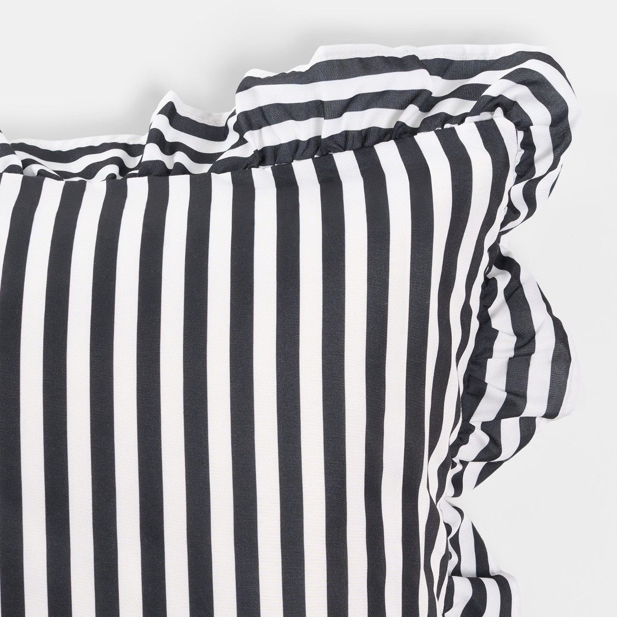 OHS 4 Pack Striped Print Frill Cushion Covers - Monochrome>