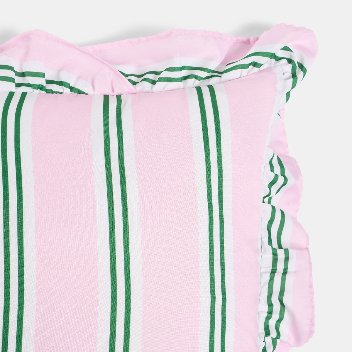 OHS Stripe Print Frill Cushion Covers - Pink/Green>