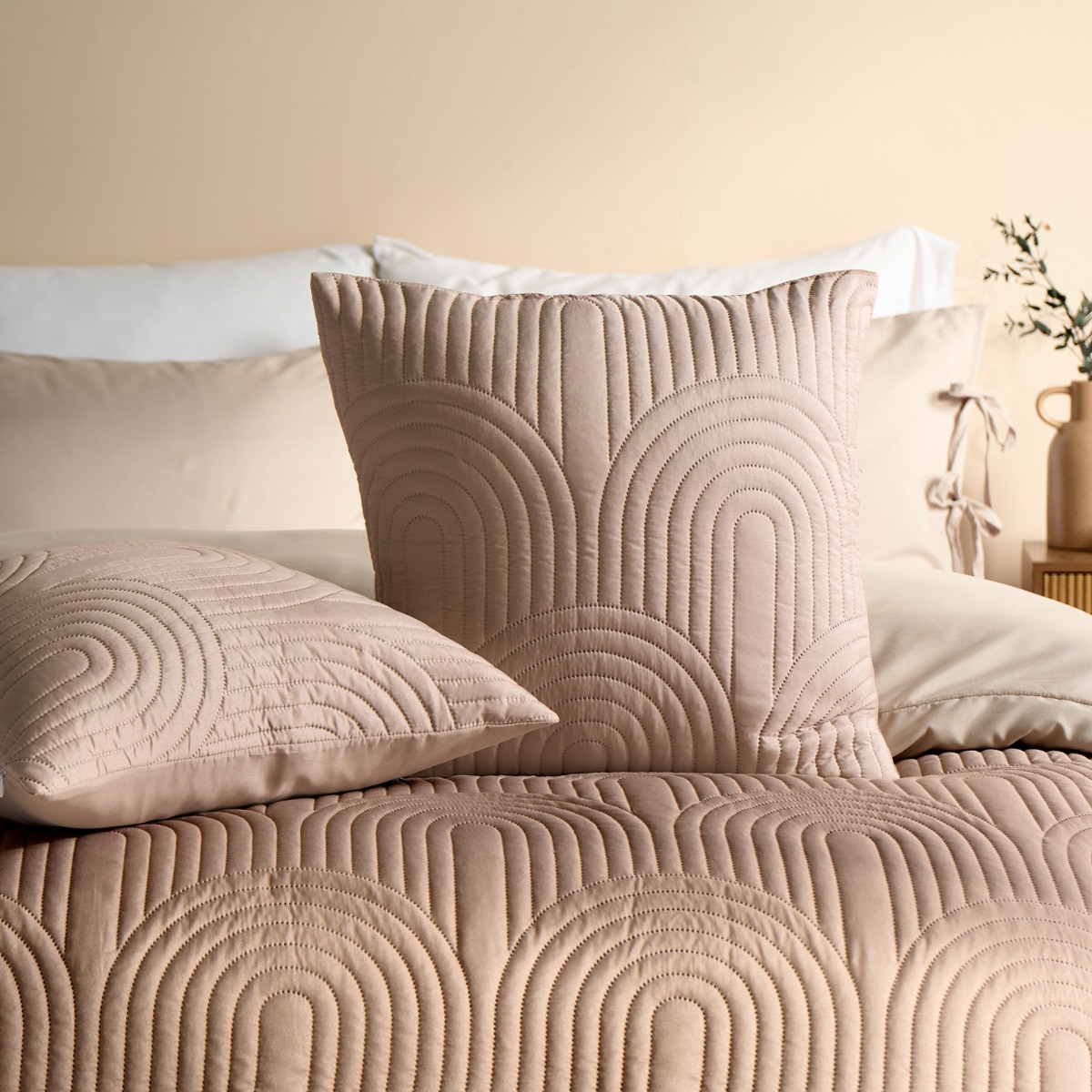 OHS Arches Quilted Cushion Covers - Natural>