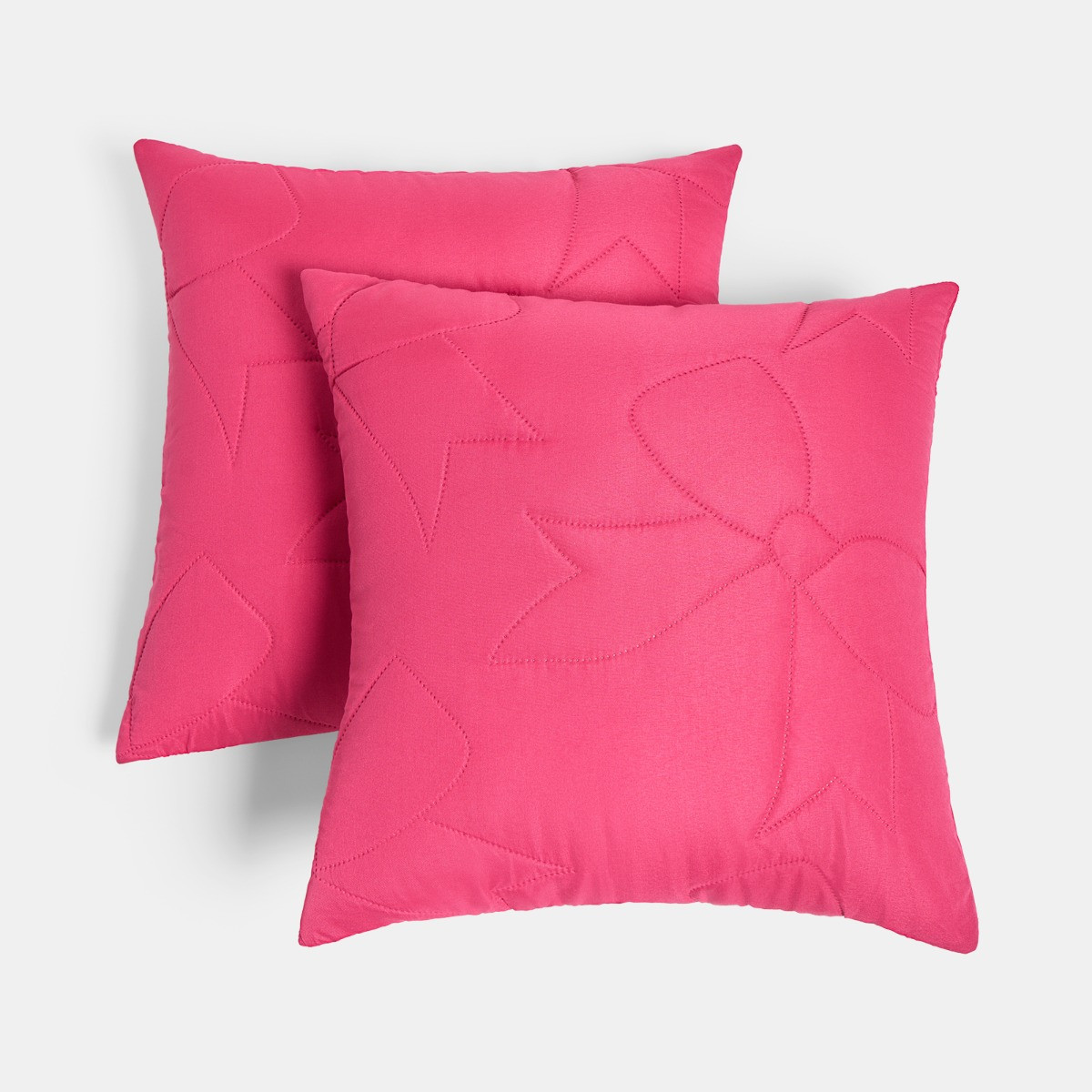 OHS Bow Print Quilted Cushion Covers - Hot Pink>