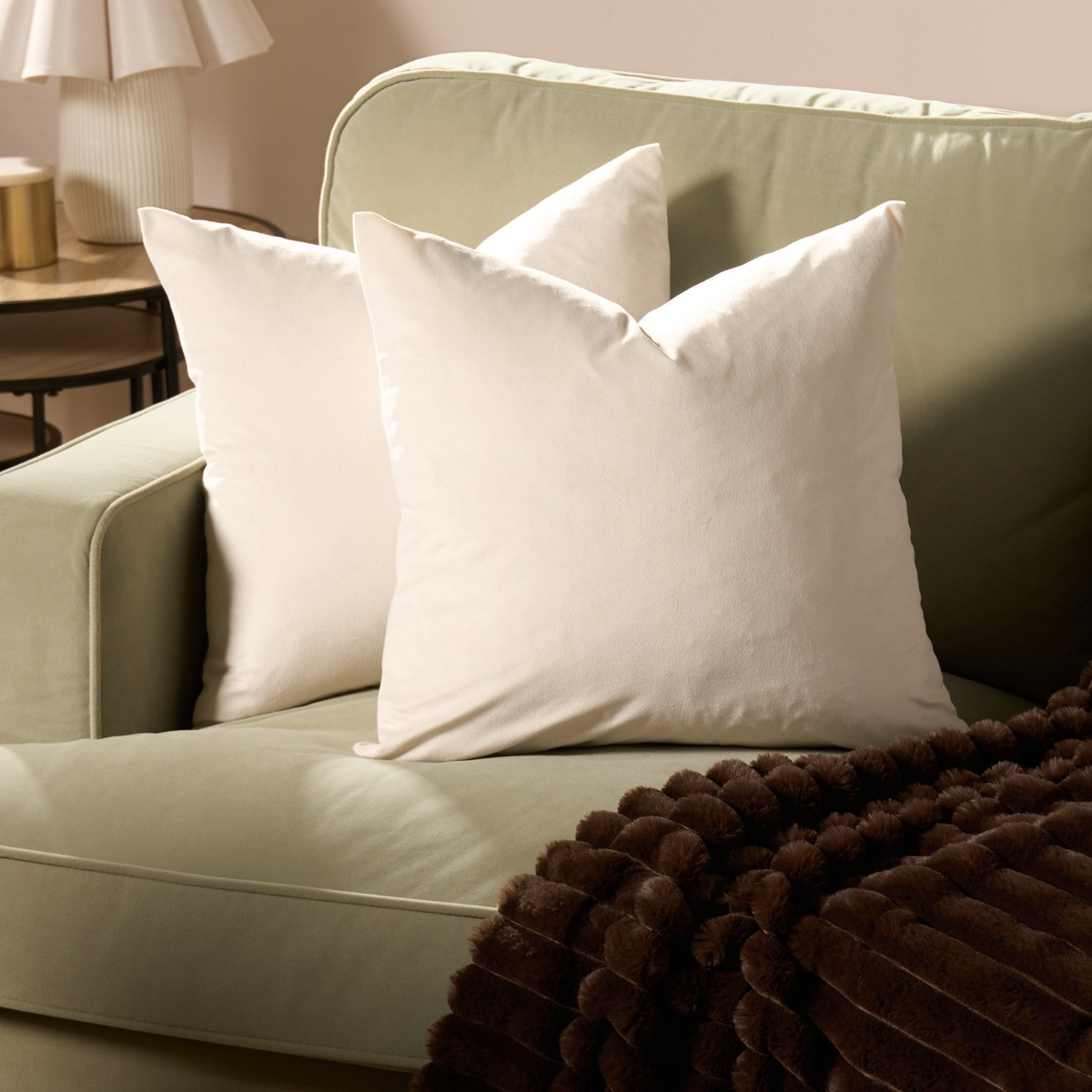 OHS Matte Velvet Cushion Covers, Cream - 45 x 45cm>
