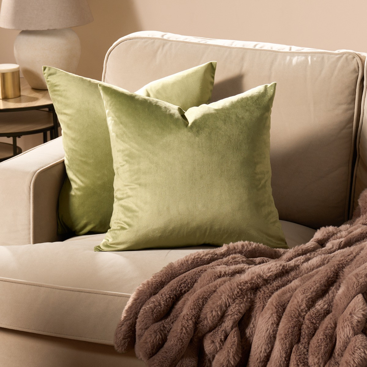 OHS Matte Velvet Cushion Covers - Olive>