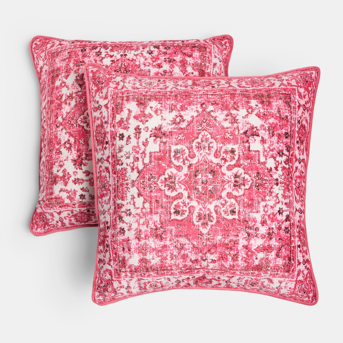OHS 4 Pack Vintage Printed Cushion Covers with Cushion - Hot Pink>
