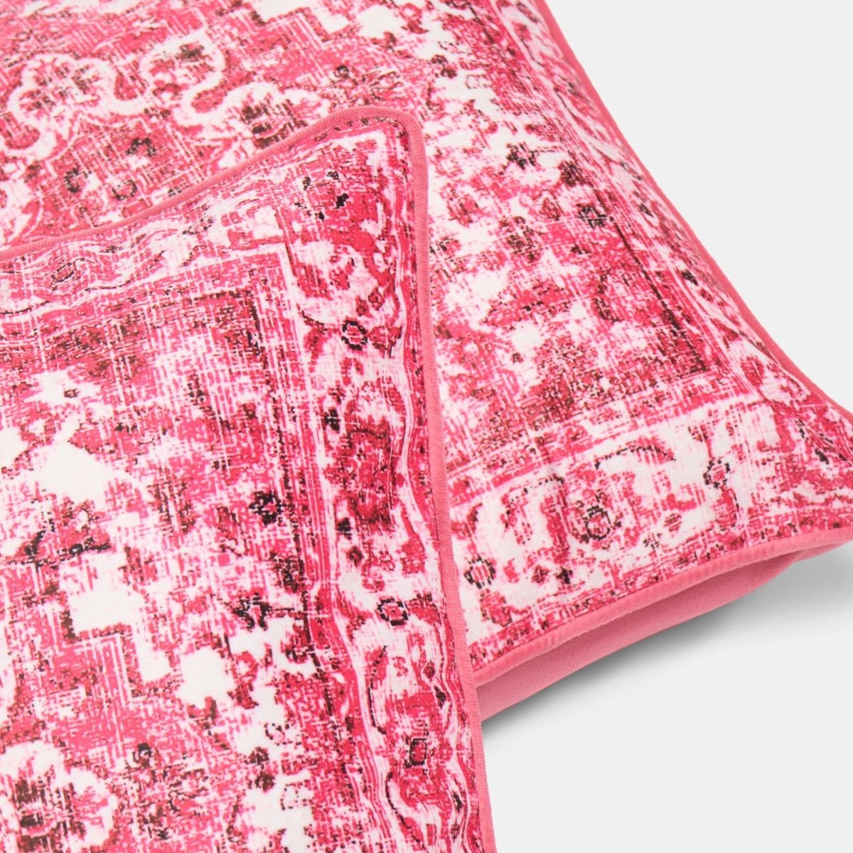 OHS 4 Pack Vintage Printed Cushion Covers with Cushion - Hot Pink>