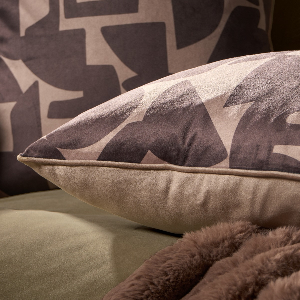 OHS Abstract Print Cushion Covers, Brown - 45 x 45cm>