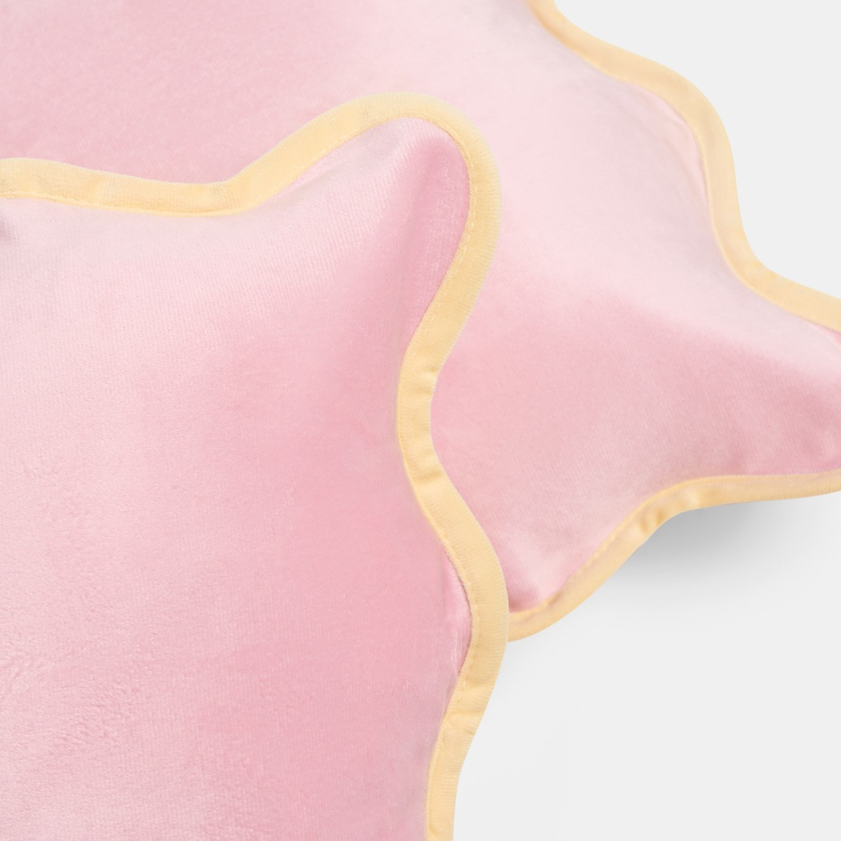 OHS Matte Velvet Scallop Edge Cushion Covers, Pink/Yellow - 45 x 45cm>