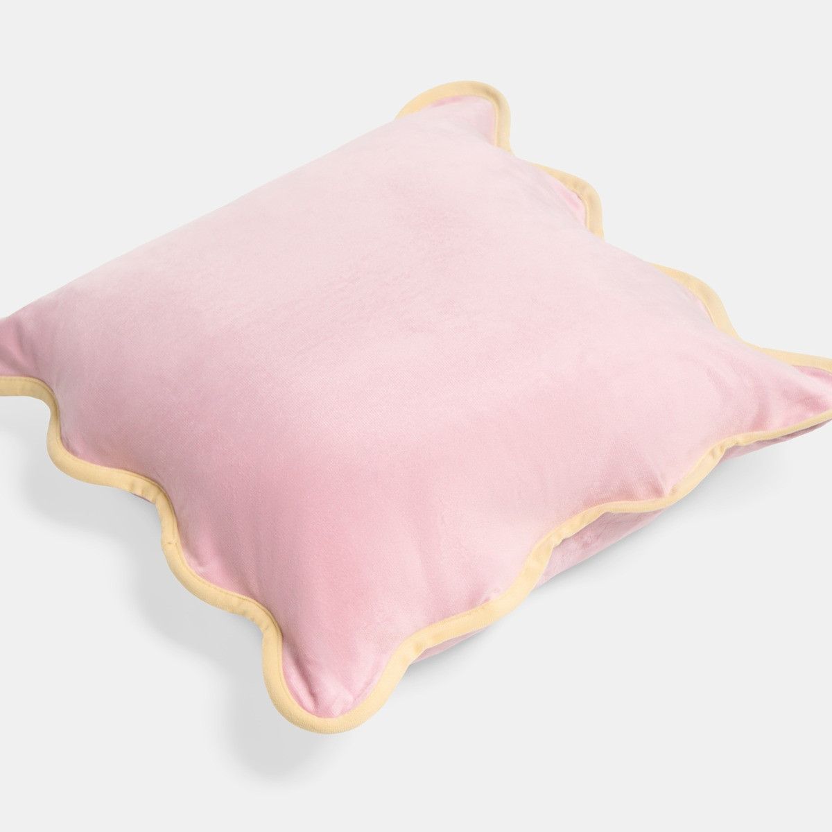 OHS Matte Velvet Scallop Edge Cushion Covers, Pink/Yellow - 45 x 45cm>