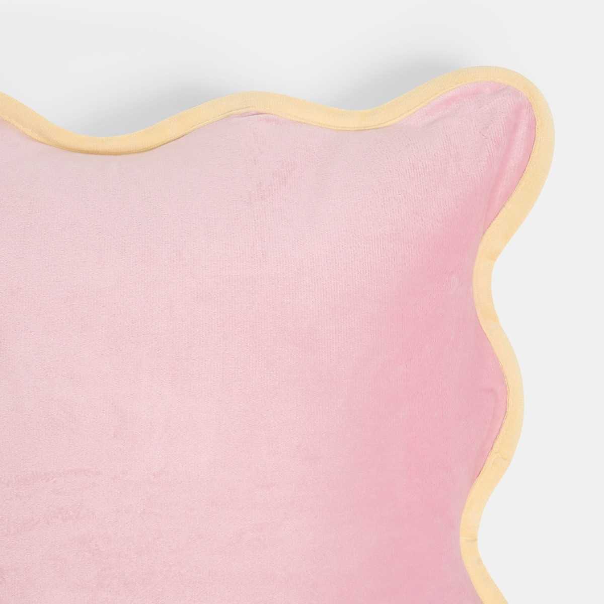 OHS Matte Velvet Scallop Edge Cushion Covers, Pink/Yellow - 45 x 45cm>